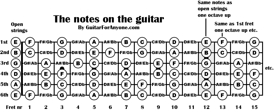 notes on the guitar